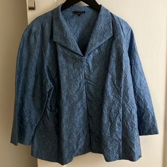 Gorgeous Vintage Eileen Fisher Crinkled Silk Top size XL - Picture 2 of 10